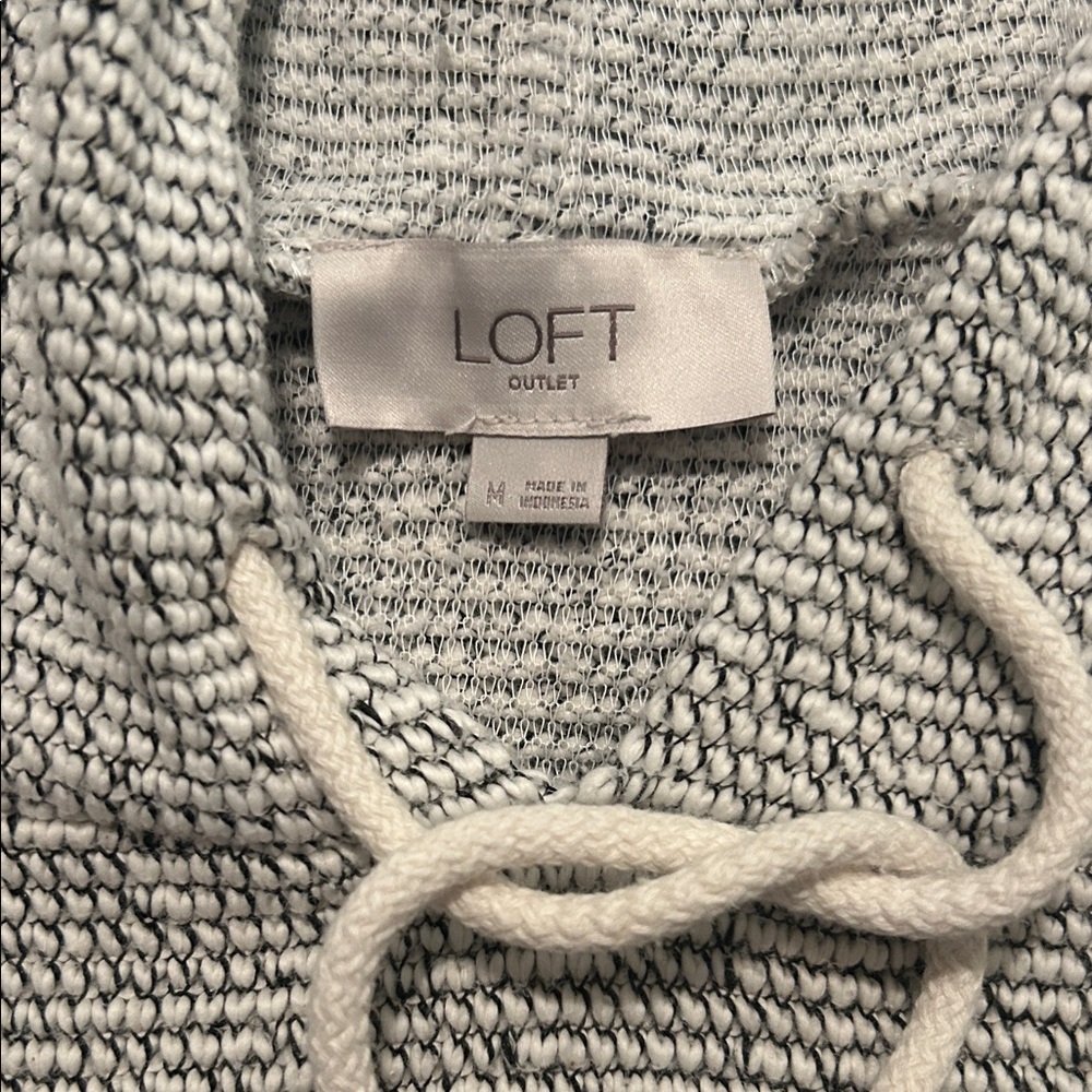 LOFT Hoodie Sweater in Gray and Cream